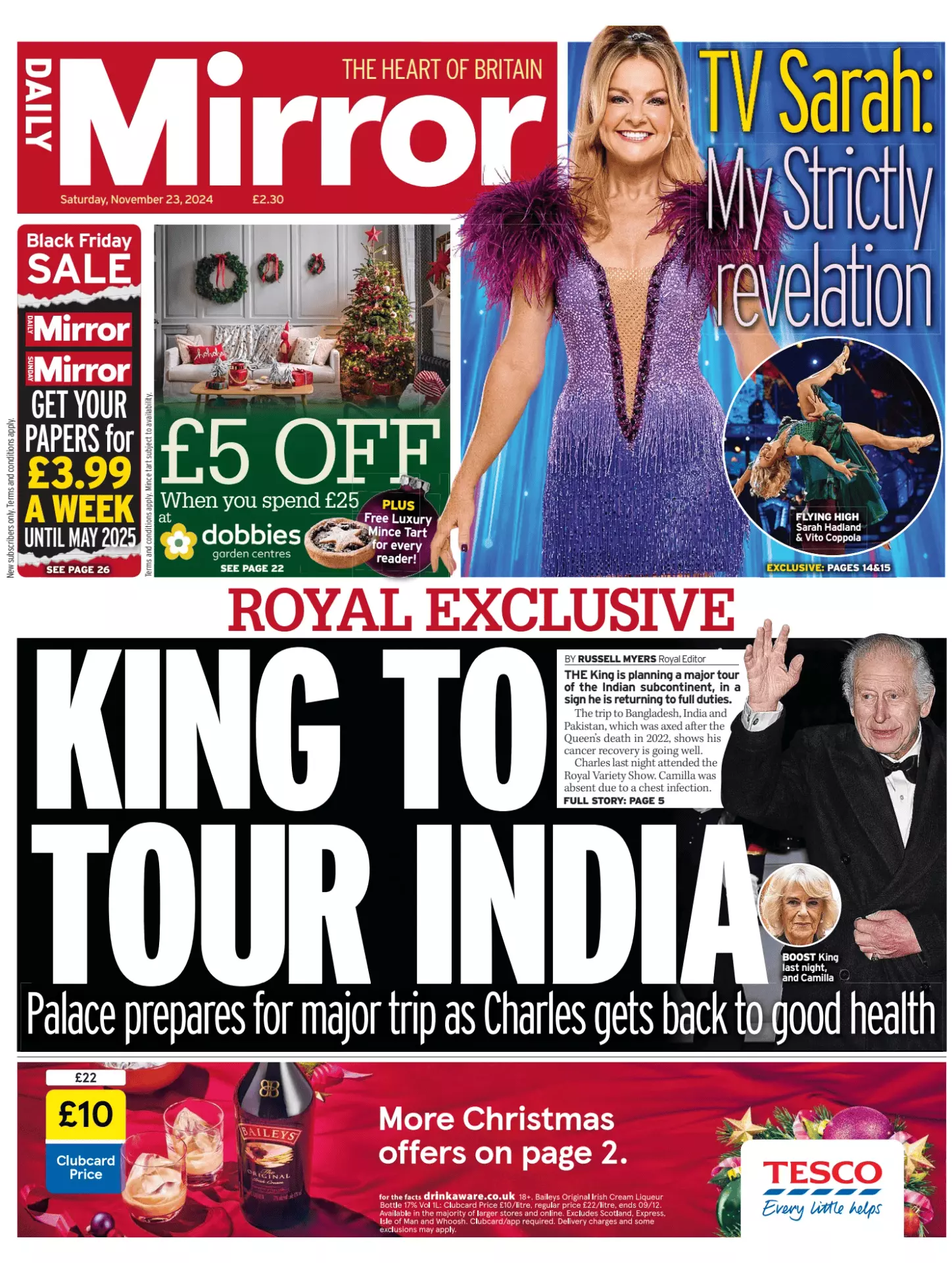 Prima-pagina-Daily Mirror-edizione-di-oggi-23-11-2024